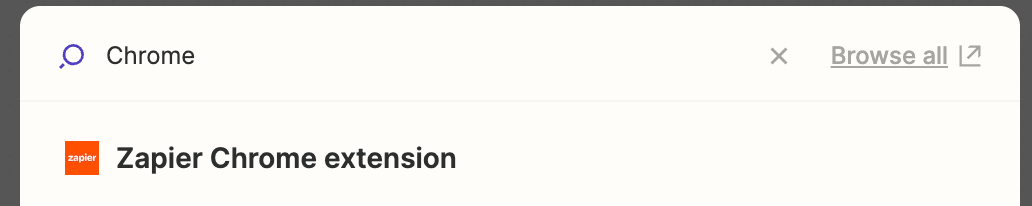 Searching for the Zapier Chrome extension trigger in Zapier